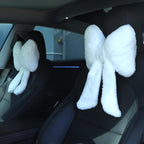 Macarrie 2 Pcs Car Neck Pillow Plush Butterfly Bow Car Headrest Pillow Comfortable Seat Neck Support Cute Car Head Rest Accessories for Driving Travel Driver Chair Girl Style Interior Decor(White)
