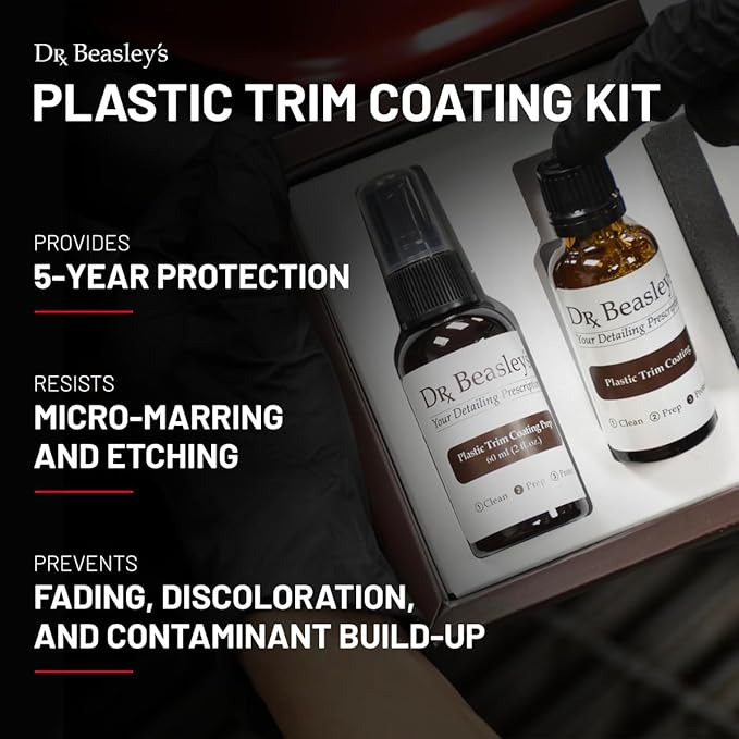 Dr. Beasley's Plastic Trim Coating Kit for Autos - Permanent Ceramic Nano Coating for Exterior Plastic, Blocks UV, Resists Marring and Etching, Makes Cleaning Fast and Easy