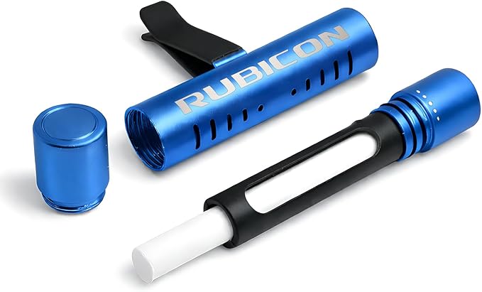 iPick Image for Jeep Rubicon Wrangler Car Vent Air Freshener Clip - Official Licensed Blue Aluminum with Adjustable Window + 10 Refill Sticks