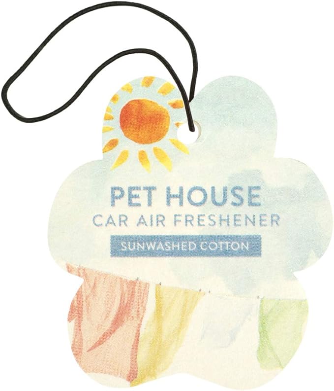 One Fur All Pet House Car Air Freshener - Sunwashed Cotton Pack of 4 - Non-toxic Car Air Freshener - Pet-Friendly Air Freshener For Small Spaces & Car - Hanging Odor Eliminating Air Freshener