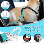SlowTon Dog Seatbelt, 2 Pack Dog Seat Belt Car Leash Adjustable Elastic Bungee Buffer Heavy Duty Nylon Reflective Pet Safety Tether Connect to Dog Harness for Travel Riding in Vehicle (Daul Clip, TB)