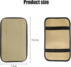 Car Center Console Cover, PU Leather Vehicle Armrest Seat Box Cover Protector, Comfortable Automotive Interior Arm Rest Cushion Pad Accessories, Universal for SUV Sedan Truck (Beige)
