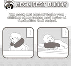 H HOMEWINS Travel Pillow for Kids,Cute Animal Neck Pillow for Boys Girls,Soft Neck Head Chin Support Pillow,Travel Accessories for Airplane, Car, Train,Recline(Raccoon)