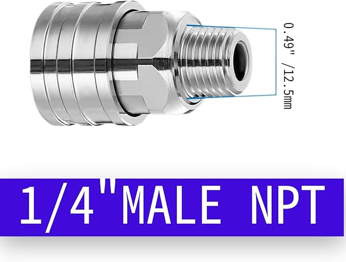 Stainless Steel 1/4" Quick Connect Fittings-Pressure Washer Accessories,Quick Release Couplers for Power Washers, Leak-Proof&Corrosion Resistant, 5000 PSI Pressure Washer Adapters (2-Pack)