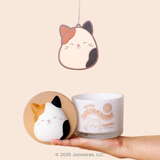 Studio Oh! x Squishmallow Cam Car Air Fresheners, Pack of 2 Scented Hanging Car Air Freshener, Maple, Cinnamon, Nutmeg, Tonka Bean Butter, and Vanilla Sugar - Purrrfect Maple Donut