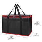 Bodaon Insulated Food Delivery Bag, XX-Large Reusable Grocery Shopping Bags, Picnic Cooler Bag Secure Top Cold, Black with Red Edge, 2-Pack