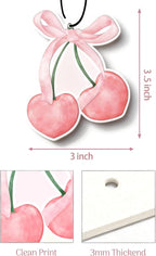 Coquette Pink Bow Car Air Fresheners, 5-Pack Assorted Floral Scents Cherry Cute Girly Car Accessories Hanging Decor for Rearview Mirror Long-Lasting for Women Teen Girls
