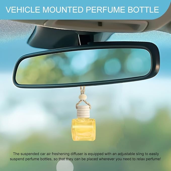 5PCS Hanging Car Air Freshener, Car Air Freshener Diffuser, 8ml Empty Glass Auto Oil Perfume Aromatherapy Diffuser Charms, Refillable Perfume Bottles for Most Vehicles (Schoolbag, Style 1)