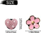 4 Pcs Pink Heart & Flower Pandent Air Vent Clips,Bling Heart and Flower Air Fresheners Vents Clips Diamond Car Interior Decor Bling Cute Car Accessories Decoration for Women+ Sunflower Mask Hook