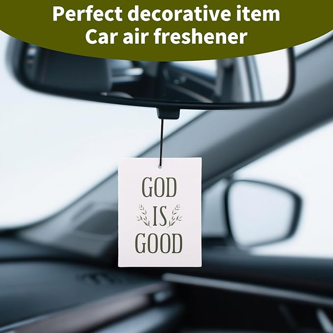 4pcs Christian Car Air Freshener, 3.15x2.36in/8x6cm Portable Cute Bible Verses Car Hanging Air Freshener with Pretty Bow and Floral Patterns for Cars Bathroom Dorm Books Decor(Green)