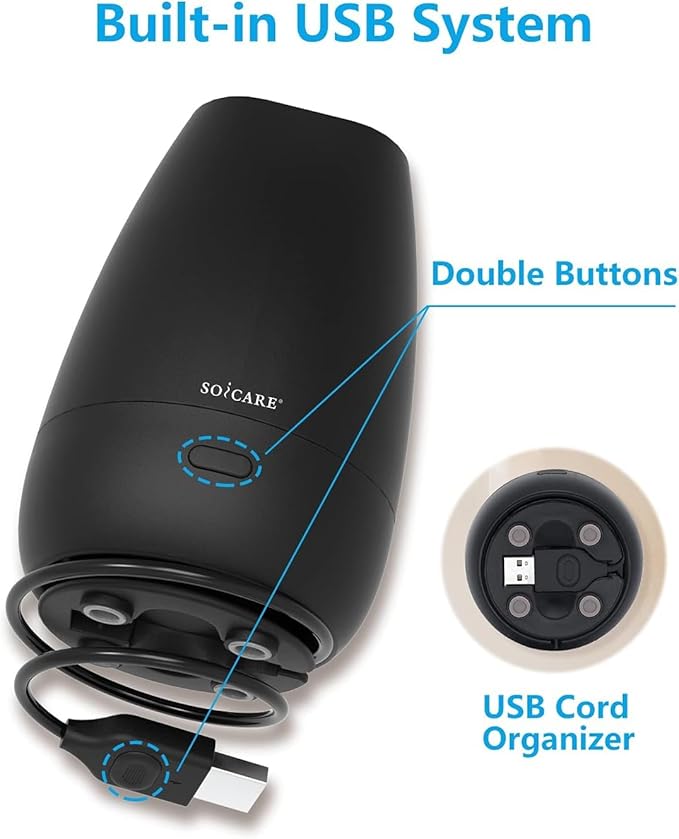 SOICARE Car Diffuser for Essential Oils, Small Portable Car Essential Oil Diffuser with Built-in USB Cable, Mini Aromatherapy Air Scent Humidifier Diffuser for Travel/Office/Home (Elegant Black)
