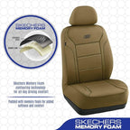 Skechers Memory Foam Car Seat Covers, Lycra Fabric Seat Covers, Seat Cover Full Set Airbag Compatible, Automotive Comfort Protection for Most Cars,Trucks, SUVs, All Brown