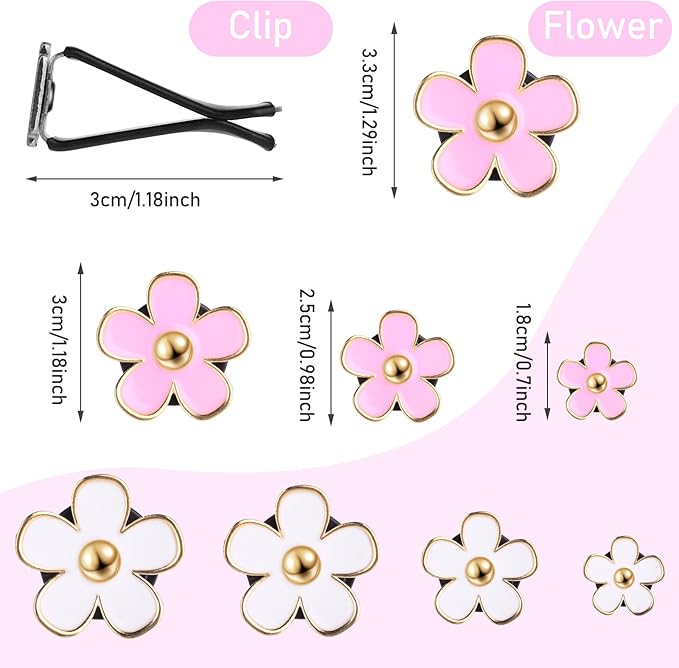 8PCS Daisy Flower Air Freshener Vent Clips - Cute Car Accessories for Women & Girls - Pink & White