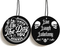 Halloween Skull Goth Car Air Freshener Hanging 2Pcs Fun Have the Day You Deserve Gothic Funny Car Accessories Interior, Halloween Decoration for Rear View Mirror Gothic Gifts For Men Women(Black I)