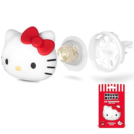 Sanrio Hello Kitty Car Air Freshener for Cars Trucks SUVs, Hello Kitty and Friends Cute Car Accessories for Women Car Decor Hello Kitty Car Accessories, Replaceable Scent Pods - Tropical Fruit Scent