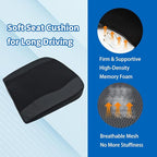 Car Seat Cushion for Long Driving Memory Foam Wedge Leather Cushion for Back Pain & Tailbone Pain Relief Non Slip & Ergonomic Car Seat Pillow Pad, Fit for Most Car Truck Office Chair & Wheelchair