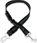 Black Adjustable Dog Car Safety Seat Belt with Elastic Cushion Leash & Anti-Tangle Metal Buckle