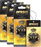 AREON VIP - Hanging Cardboard Air Freshener for Car, Home & Office - Premium Cologne Perfume with Natural Fragrances - Long Lasting, Fresh, Luxurious Scent - Stylish Design - Black King, Pack of 3
