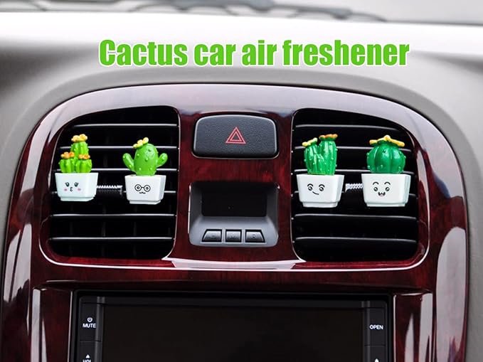 cute simulated plant shape aromatherapy vent car cactus air freshener, vent clip interior accessory, car scent freshener perfume aromatherapy clip (Cartoon)