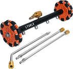 2-in-1 Can Move Horizontally Pressure Washer Undercarriage Cleaner Water Broom, 15" Surface Cleaner Power Washer Attachment with 4 Nozzles 3 Extension Rods andSpare Wheel，4000 PSI (15inch)