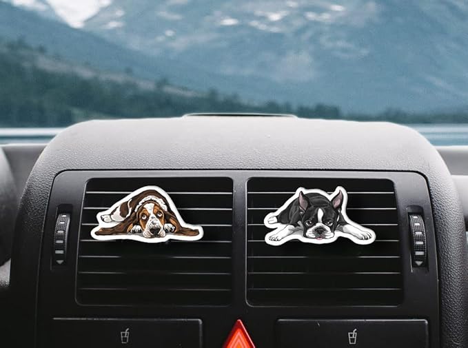 WIRESTER Fresh Scented Car Air Freshener Vent Clip, Decorative Accessories, Interior Decoration for Cars - Cute Animal Butt, Cute Dog Cat, Dog Butt Looking Back, Dog Lying