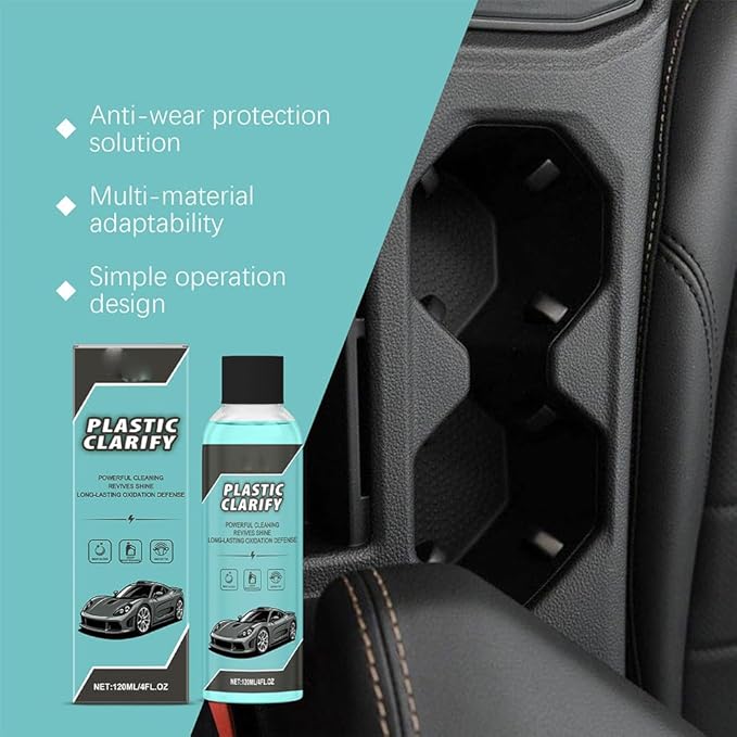 Plastic Clarify For Cars, 120ML Waterless Plastic & Trim Restorer Spray, Scratch Remover and Black Trim Restorer for Interior & Exterior Plastic, Rubber, and Vinyl Surfaces (1pcs)