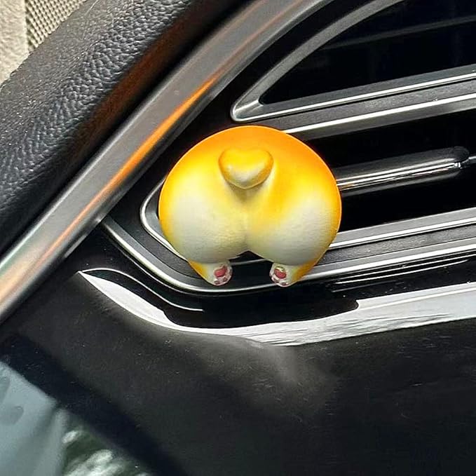 Funny Corgi Car Air Vent Decoration and Clip with Air Freshener Natural Scent Tablet and Refill, Car Aromatherapy Accessories and Interior Decoration