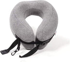 Neck Pillow Sleep Kit - 100% Memory Foam Travel Pillow, Compact Carry Bag, U-Shaped Airplane Car Flight Pillow, Breathable and Comfortable 360-Degree Head Support (Color : Gray)