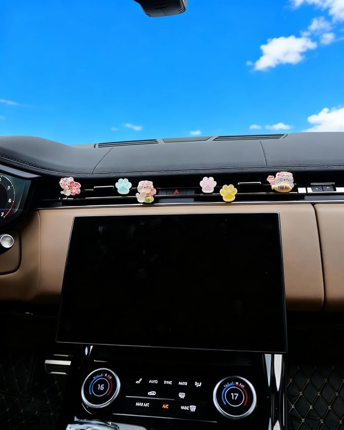 Cute Cat Air Freshener Vent Clips, 6Pcs Cat Paw Decorative Vent Clips, Car Air Conditioner Clip Automotive Interior Decoration for Cars【Fragrance-Free Aromatherapy Tablets, Add Your Own Scent】