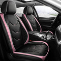 otoez Car Seat Covers Full Set, 5 Seat Pink Leather Seat Cover for Car, Waterproof Automotive Front and Back Seat Protectors for Most Sedens Trucks SUVs, Black & Pink