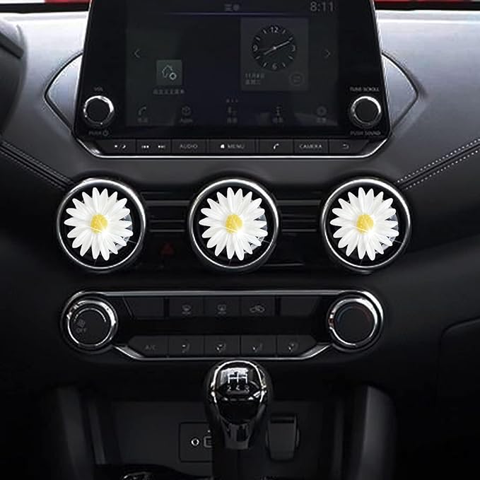 3 Pcs White Cute Daisies Car Clip, Flowers Car Charm Air Vent Accessories Cute Automotive Interior Trim Decorations Gift for Girls & Women Car Interior Accessories,Automotive Air Fresheners