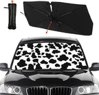 Socira Cow Print Windshield Sun Shade Umbrella Foldable Cow Sunshade for Front Window Auto Windshield Sunshade Covers Car Accessories Protect from Sun Rays Heat 57'' X 30''