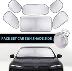 Six Piece Car Window Glass Sunshade Kit, Reflective Interior Privacy Protection Sunscreen Heat Shield, Modification Replacement Parts, Universal for Most Cars, Trucks, SUVs (Silver)