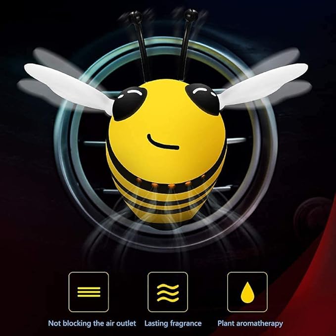 2PCS Little Bee Car Air Vent Clip, Automobile Perfume Air Conditioning Vent Accessories, Cute Car Air Freshener Gift (yellow)