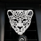 Bling Rhinestone Leopard Head Car Air Freshener Vent Clip, Sparkly Cheetah Print Auto Decoration, Refillable Essential Oil Diffuser, Cute Car Accessories for Women