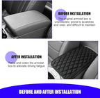 Car Center Console Cover, Scratch-Resistant Leather Vehicle Armrest Seat Storage Box Protector Cushion, Comfortable Automotive Interior Armrest Pad Mat, Universal Fit (Black)