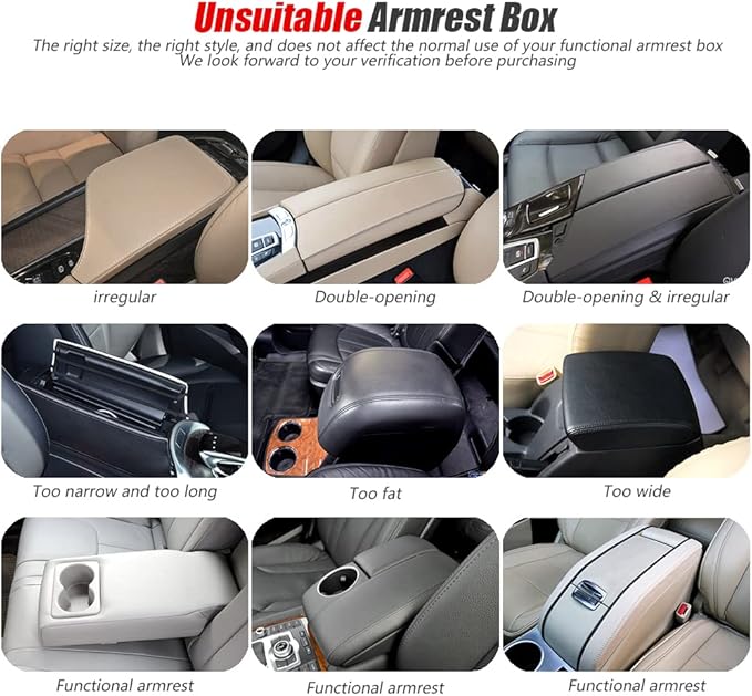 ESKONKE [Upgraded] Car Center Console Cover with 2 Storage Bags - Premium Nappa Leather Armrest Cover, Scratch & Wear Resistant, Waterproof Car Interior Accessories (Black)