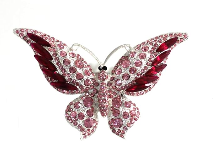 Bling Crystal Car Fragrance Butterfly Car Diffuser Air Freshener with Vent Clip (Pink)