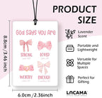 Lacama Pink Bow Christian Car Air Freshener 3Pcs, Preppy Faith over Fear God Says You Are Cars Scents Air Freshener for Women Girls Gifts, Christian Car Accessories Interior Mirror Decor Hanging