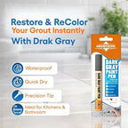 Dark Gray Grout Paint Pen Tile Grout Colorant & Sealer Marker, Quick-Dry, Ideal for Bathroom, Shower, Kitchen Tiles Restores Grout Lines, 3 Adjustable Tips (2-3 mm)