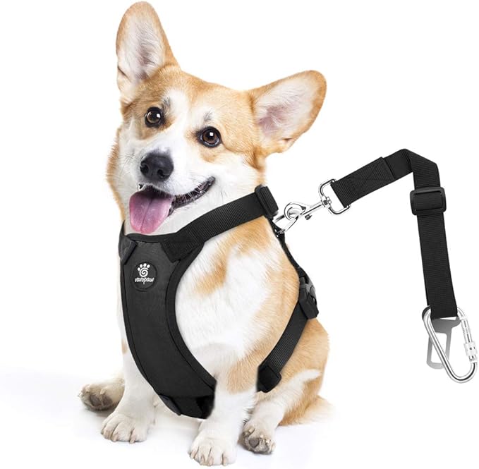 Dog Seat Belt, Safety Vest Dog Car Harness with Adjustable Buckle Dog Seat Belt for Vehicle Nylon Pet Safety Seat Belts Heavy Duty(S, Black)