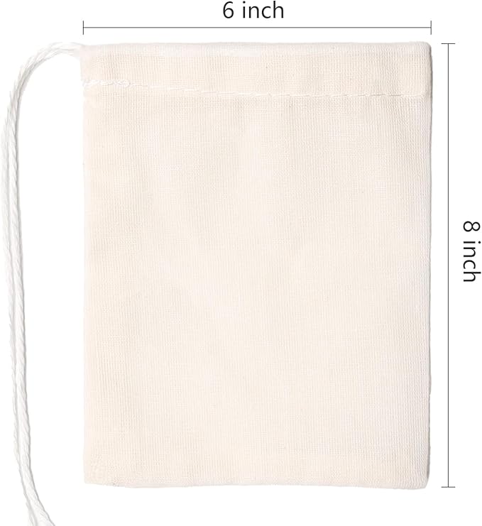 Cotton Bags Muslin Bags Sachet Bag for Home Supplies (6x8 Inch 10 Pack)