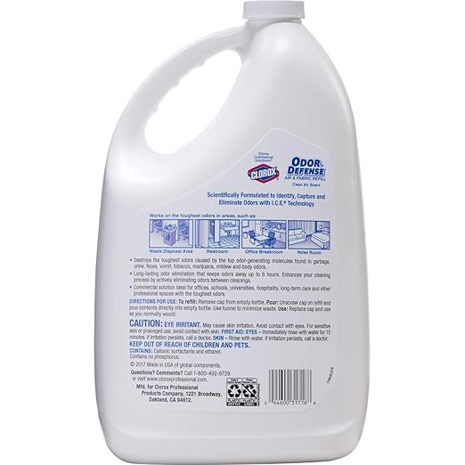CloroxPro Odor Defense Air and Fabric Spray Refill, Clorox Healthcare Cleaning and Industrial Cleaning Spray, 128 Ounces - 31716