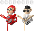 2Pcs Car Air Fresheners, Cute Bear Pilot Automotive Air Outlet Creative Car Perfume Diffuser, Automotive Accessories Air Vent Decoration with 8 Fragrant Tablets (Red 1+Silver 1)