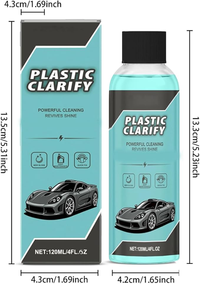Interior Maintenance Refresher for Car, Plastic Clarify Tire Shine for Cars, 4 oz Black Plastic Car Trim Restorer Spray, Waterless Detailer for Rubber, Vinyl, and Plastic, Restores Deep Shine (2pcs)
