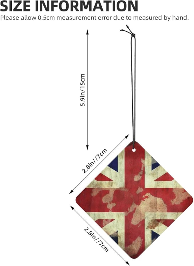 6 Pcs Car Air Fresheners Hanging Scented Cards for Car Fresheners Vintage Union Jack British Flag Car Aromatherapy Tablets Funny Hanging Air Freshener for Car Rearview Mirror Pendant