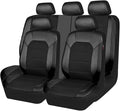 CAR PASS Leather and 3D Air Mesh Universal Fit Car Seat Covers, for Sedans,Trucks,Suvs,Airbag Compatible,Zipper Design and Reserved Opening Holes for Headrest(Full Set, Black and Black)