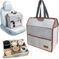 6 Cup Drink Carrier with Handle, Reusable Insulated Cooler Drink Caddy for Car Cup Holder, Foldable Coffee Carrier Bag with Adjustable Dividers, Portable for Car, Travel, Picnic Party, Food Delivery