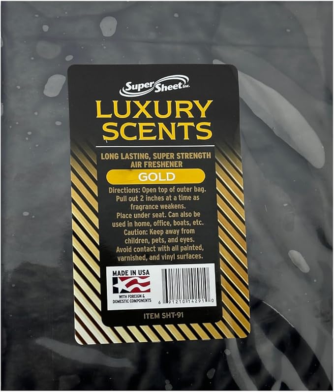 Jenray Products Super Sheet Large Luxury Scents Gold Car Air Freshener and Odor Eliminator - Long Lasting Car Fresheners (1 Pack)