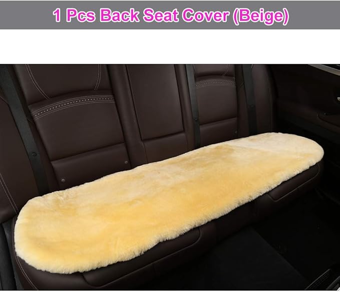 OGLAND Fluffy Genuine Australia Sheepskin Car Seat Cover for Auto Interior Accessories with Soft Fuzzy Wool Eco-Friendly Natural Fur Non-Slip (Golden Yellow, Back)
